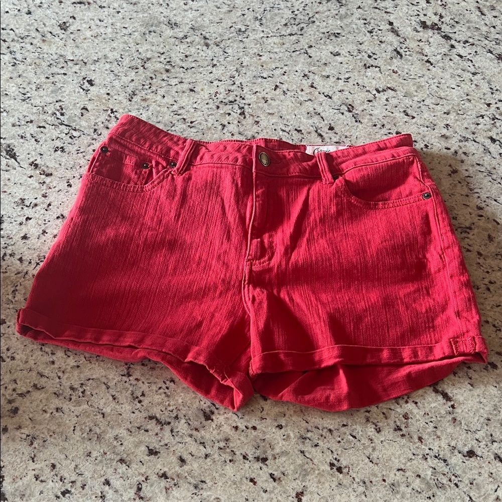 Cosmic Blue Love Women's Faded Red Denim Shorts